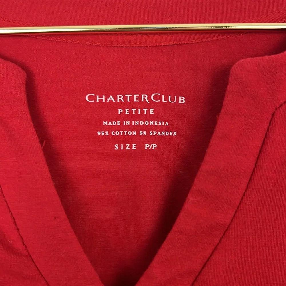 Charter Club Petite Long Sleeve Red Top Sz P/P - Picture 3 of 4